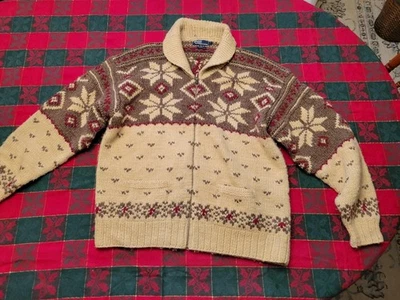 Suéter de Colección Ralph Lauren Polo Para Hombre Tejido a Mano Lana Cremallera Tostado Rojo Marrón Grande L Foto 1 de 4