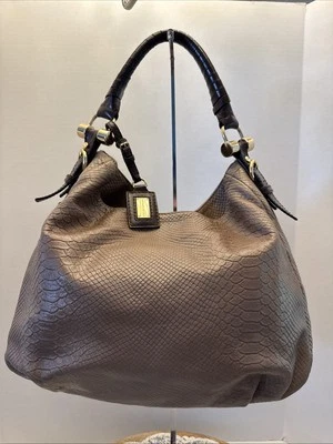 Antonio Melani Cowhide Leather Snakeskin Hobo Shoulder Bag Purse - Image 1 of 4