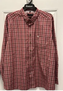 Camisa Ariat Pro Series Para Hombres XXL Roja Azul Cuadros Vaquero Montar Western Trabajo Informal - Imagen 1 de 5
