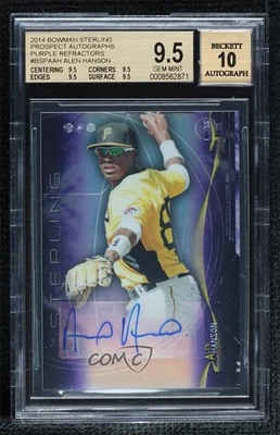 Bowman Sterling Prospect Purple Refractor 2014/50 Alen Hanson BGS 9,5 automático Foto 1 de 2