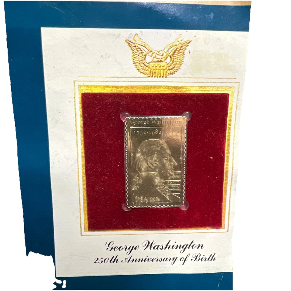 First Day Cover--G. Washington 250th Anniv.--22kt. Gold Proof Replica--PCS--1982 - Image 1 of 1