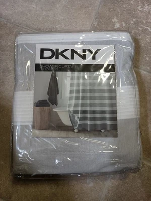Nuevo DKNY Highline Rayas 100% Tela Algodón Cortina de Ducha Gris 72" x 72"  Foto 1 de 4