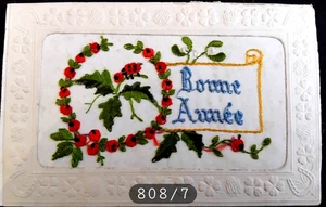 N° 808/7 -Cpa postale  brodée  -Bonne Année Ecrite - Imagen 1 de 2