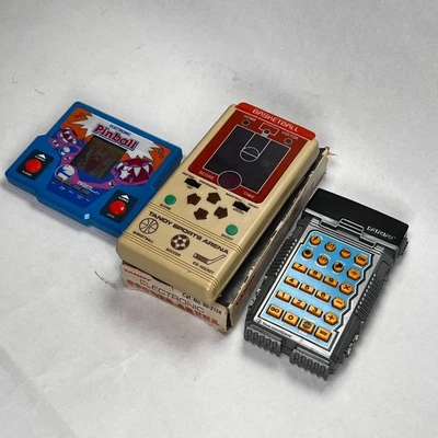 Lot of 3 Vintage Handheld Games - Pinball Sports Arena Dataman - Tiger Tandy TI - Image 1 of 4