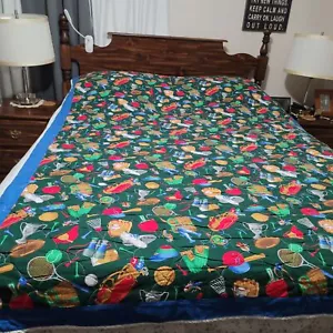 Homemade Baseball Logo Blue Multicolored Bed Quilt Unisex Twin Size - Picture 1 of 7