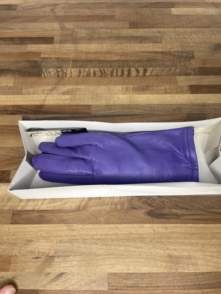 Guantes de cuero púrpura genuino forrados de acrílico vintage Fownes para mujer talla 7 nuevos con etiquetas Foto 1 de 4