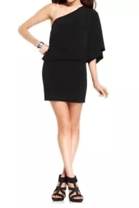 Jessica Simpson Draped One Shoulder Mini Black Dress Evening Cocktail Women’s XS - Picture 1 of 12