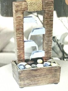 Nature's Mark 4 S Tiered Cascading Tabletop Zen Water Fountain - Flowing Water - Picture 1 of 3