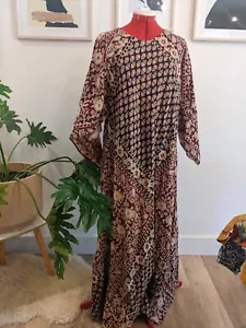Vtg 70s Mahranee India Hippie Dress Cotton Caftan Angel Sleeve Maxi OS - Picture 1 of 8