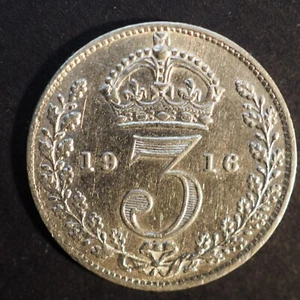 1916 GREAT BRITIAN SILVER 3 PENCE **NICE COIN** FREE SHIPPING M947 - Picture 1 of 2
