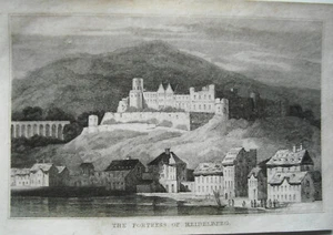 Heidelberg Neckar Schloss  Baden-Württemberg echter alter Stahlstich 1842 - Picture 1 of 1