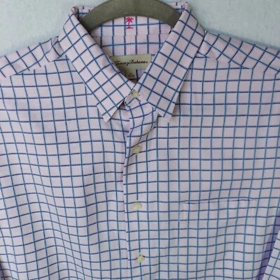 Tommy Bahama Men's Long Sleeve Dress Shirt Size 16 34/35 Pink Check **SPOT**  - Image 1 of 4