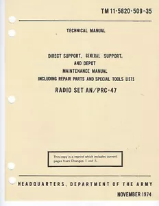 Historical book Radio Set AN/PRC-47, Depot Maintenance, 1974 - Imagen 1 de 1