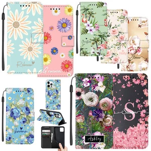 Custom Name Flower Leather Phone Case Cover For iPhone 16 Pro Max 15 14 13 12 11 - Picture 1 of 48