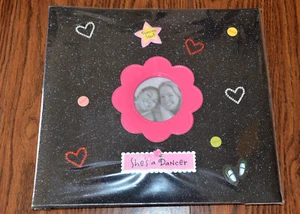 Sparkly Black Memory Book with Girly She's a Dancer Stickers, Open Flower Center - Picture 1 of 3