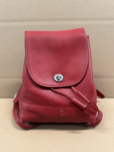 Zaino da giorno Coach vintage anni 90 9791 in pelle rossa