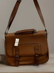 ALDO Leather Cognac Messenger Computer Travel Bag - Picture 1 of 9