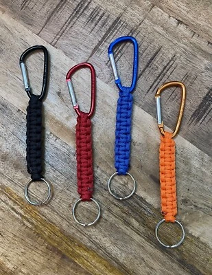 Paracord 挂绳钥匙扣 - 长度 - 7 英寸带登山扣 - 眼镜蛇编织风格 — 第 1/4 张图片