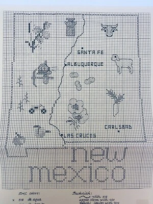 Sue Hillis Designs Map of NEW MEXICO Counted Cross Stitch Pattern SHD Map - Image 1 of 2