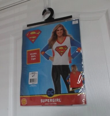DISFRAZ MUJER SUPERGIRL ADULTO - CAMISA CON CAPA DESMONTABLE - M (10-14) - NUEVO CON ETIQUETAS Foto 1 de 3