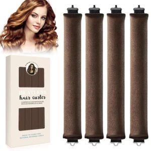 Overnight Heatless Hair Curler, Heatless Curls Satin Flexi Rods with Hook- Brown - Picture 1 of 7
