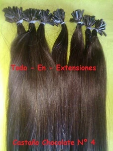 50 Extensiones de queratina PELO NATURAL 100 %, REMY, CASTAÑO CHOCOLATE Nº 4 - Imagen 1 de 10