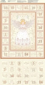 Angel Cream Advent Christmas Calendar Panel-Makower Christmas 100% Cotton Fabric - Picture 1 of 1