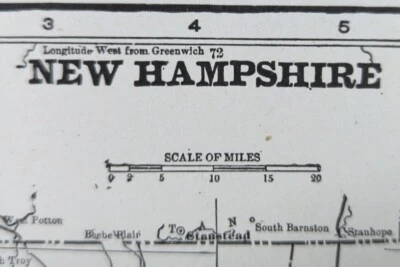 Vintage 1902 NEW HAMPSHIRE Map 11"x14" Old Antique Original LACONIA LAKEPORT NH - Image 1 of 4