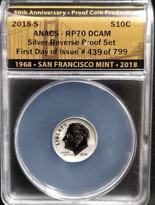 2018-S Roosevelt Reverse Proof Dime FDOI RP 70 DCAM #646 - Picture 1 of 2