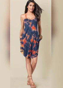 Venus Bademode Kleid Damen mittelblau mehrfarbig ärmellos gekreuzte Träger hinten - Bild 1 von 6