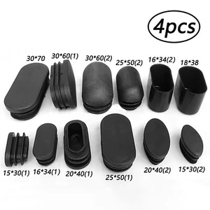 4x Black Plastic End Caps Tubes Blanking Inserts Furniture Table Chair Legs Feet - Picture 1 of 15