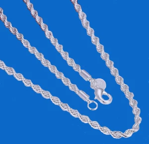 925 STERLING SILVER 2MM Italian ROPE chain 18" necklace men women FREE GIFT BOX - Picture 1 of 8