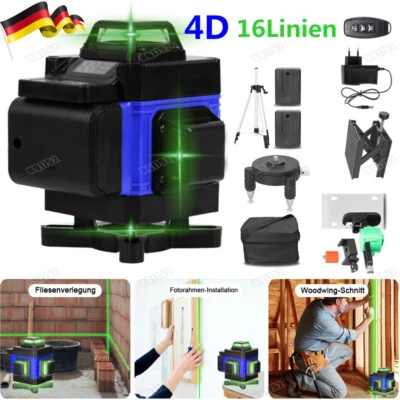 16-Line Laser Level 360° Kreuzlinienlaser Laser Selbstnivellierend mit Stativ - Bild 1 von 4