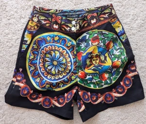 DOLCE & GABBANA Printed Jacquard Floral Fruit Multicolor Abstract Cotton Shorts - Picture 1 of 21