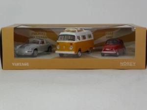 Norev VINTAGE set Porsche 911 Targa + VW T2 Combi + Fiat 500 F 1/43 841104 - Foto 1 di 4