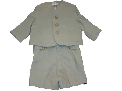 Vintage Merry Mites 2 Piece 1960's Boy 2T Green Shorts & Blazer Jacket Outfit - Image 1 of 4