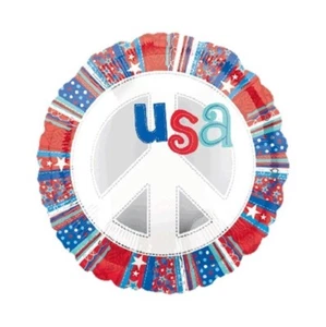 18" USA Peace Foil Balloon - Anagram decoration - Red, White, Blue - Patriotic - Picture 1 of 1