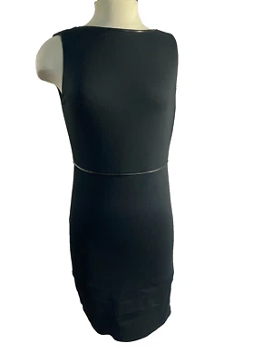 Alice + Olivia  Employed Dress Black  Size 4 Sheath Leather Trim Career NEW $264 - Image 1 of 4