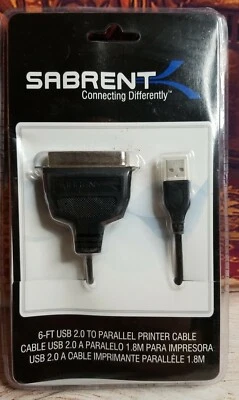 Sabrent 6ft usb 2.0 to parallel printer cable IN-BOX NEW! Sealed - Image 1 of 2