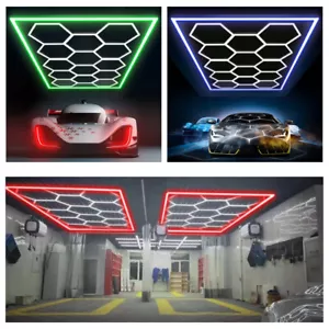 Hexagon LED Lighting Car Detail Garage Workshop Retail Light Honeycomb Hex-Barbe - Picture 1 of 37