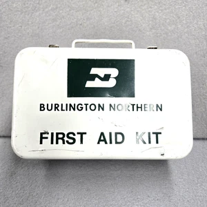 Burlington Northern Railroad Metal First Aid Kit  8x5x2.5 BN  Empty No Contents - Picture 1 of 5