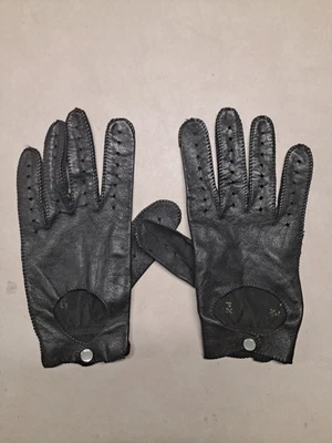 Vintage Daniel Hays Black Leather Cabretta Capeskin Driving Gloves Size 9 1/2 - Image 1 of 4