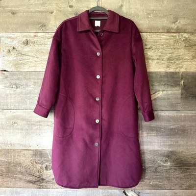 J. Jill Pure Ultra Soft Coat Winter Duster Jacket MP Bayberry Plum Button Office - Image 1 of 4