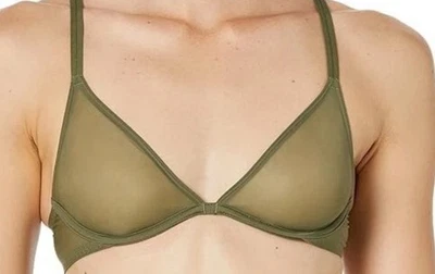 Calvin Klein Women's Sheer Marquisette Unlined Plunge Bra, Dark Olive, 32B Foto 1 de 4