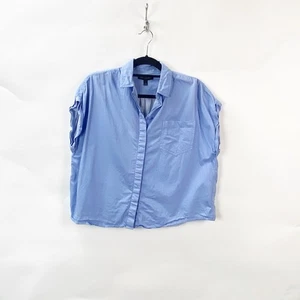 Banana Republic Small Womens Blue Button Front Collar Crop Shirt - Picture 1 of 7