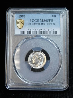 1982 10c Roosevelt Dime - PCGS SM65FB No Mintmark - Strong - Image 1 of 3