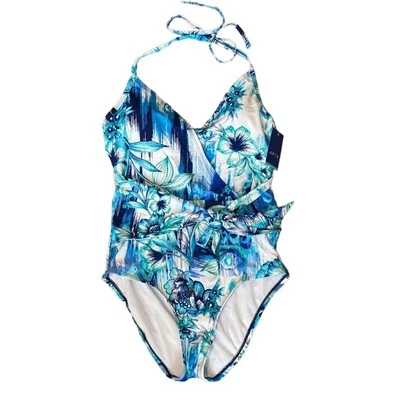 Apt. Traje de baño estilo halter nudo floral de una pieza 9 Kohls L Foto 1 de 4