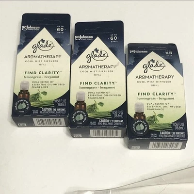 PACK de 3 recargas de difusor de aceite de niebla fría para aromaterapia Glade, encuentra claridad hierba de limón Foto 1 de 4
