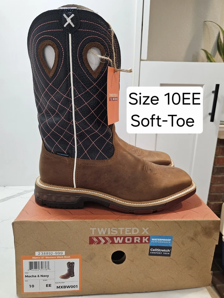 Twisted X Men's Waterproof CellStretch Western Work Boots - Soft Toe Size 10EE - Image 1 of 4