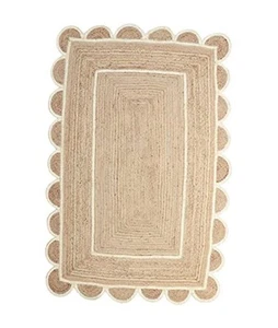 Scallop Pattern Jute Bohemian Area Rug () 2'x3' Off White - Picture 1 of 8
